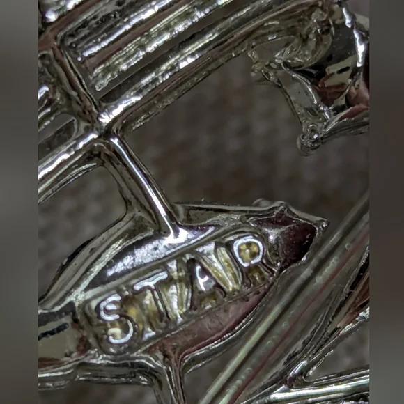 Vintage STAR Signed Blue Rhinestone Flower Brooch Pin Mid-Century - Picture 3 of 3